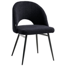 Beliani Set Of 2 Dining Chairs Onaga Boucle Black - thumbnail 5