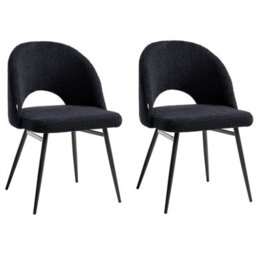 Beliani Set Of 2 Dining Chairs Onaga Boucle Black - thumbnail 4
