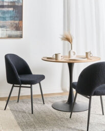 Beliani Set Of 2 Dining Chairs Onaga Boucle Black - thumbnail 2