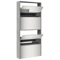 Berkfield Shoe Cabinet With Mirror 4-Layer Grey Sonoma 63X17X134 Cm - thumbnail 4