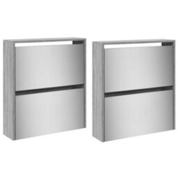Berkfield Shoe Cabinet With Mirror 4-Layer Grey Sonoma 63X17X134 Cm - thumbnail 6