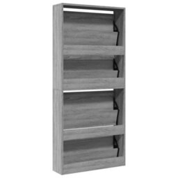 Berkfield Shoe Cabinet With Mirror 4-Layer Grey Sonoma 63X17X134 Cm - thumbnail 8