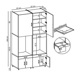 Roomart A Plus, Twin Washer And Dryer Cabinet Set, Oak Effect, Extra Tall - thumbnail 6
