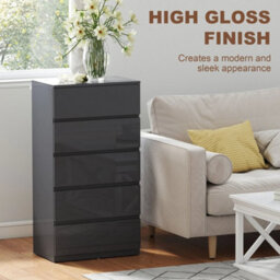 Bedroom Chest Of Drawers, 5 Drawers Dresser, Drawer Unit, Grey - thumbnail 7