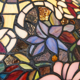 Tiffany Glass Table Lamp Light Dark Bronze & Multi Colour Floral Shade I00229 - thumbnail 4