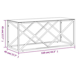 Walplus Coffee Table 110X45X45 Cm Stainless Steel And Glass - thumbnail 6