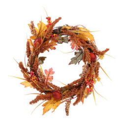 Darphe Large Autumn Golden Sorghum Wreath Decoration With Led Lights - thumbnail 3