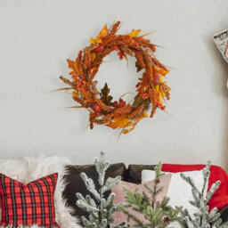 Darphe Large Autumn Golden Sorghum Wreath Decoration With Led Lights - thumbnail 2