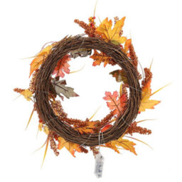 Darphe Large Autumn Golden Sorghum Wreath Decoration With Led Lights - thumbnail 5