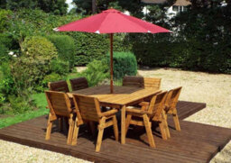 Charles Taylor Trading Eight Seater Square Table Set With Cushions - W250 X D250 X H98 - Fully Assemble - Burgundy - thumbnail 2
