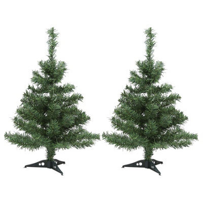 Harbour Housewares Artificial Fir Christmas Trees - 60Cm - Green - Pack Of 2 - image 1