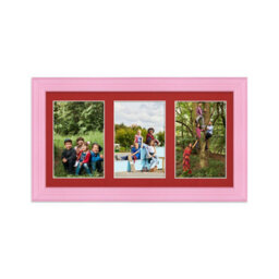 AK Frames 40X20Cm Pastel Pink Classic Multi Photo Frame With Crimson Mount - Holds 3 Apertures (3X) 6X4 Photos - thumbnail 1