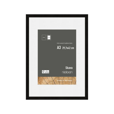 Nielsen Skava A3 Black Wooden Picture Frame With A4 Mount, Float Glass And Push/turn Clips - image 1