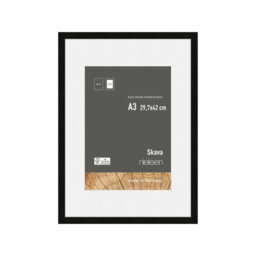Nielsen Skava A3 Black Wooden Picture Frame With A4 Mount, Float Glass And Push/turn Clips