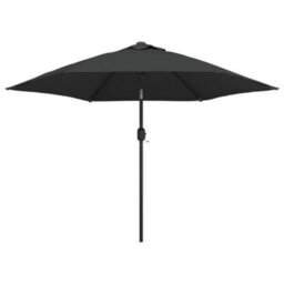 Berkfield Outdoor Parasol With Led Lights And Steel Pole 300Cm Anthracite - thumbnail 1