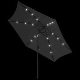 Berkfield Outdoor Parasol With Led Lights And Steel Pole 300Cm Anthracite - thumbnail 4