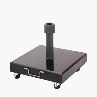 Pacific Lifestyle Polished Black Granite 40Kg Wheeled Parasol Base For Centre Pole Parasols