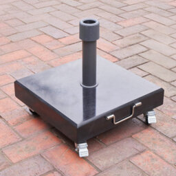 Pacific Lifestyle Polished Black Granite 40Kg Wheeled Parasol Base For Centre Pole Parasols - thumbnail 3