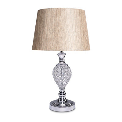 Lighting Supermarket Hannah Luxury Elegant Chrome & Crystal Table Lamp With Charcoal Gold Shade - image 1