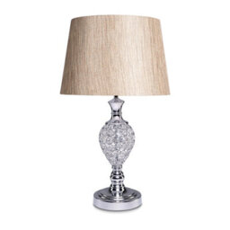 Lighting Supermarket Hannah Luxury Elegant Chrome & Crystal Table Lamp With Charcoal Gold Shade - thumbnail 1