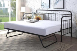 Harlow Black Metal Day Bed With Folding Guest Trundle - thumbnail 3