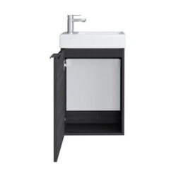 Impact Furniture Bathroom Vanity Unit Small Sink Cabinet 400mm Basin Cloakroom Wall Hung Black Grey Ash Avir - thumbnail 5