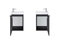 Impact Furniture Bathroom Vanity Unit Small Sink Cabinet 400mm Basin Cloakroom Wall Hung Black Grey Ash Avir - thumbnail 3