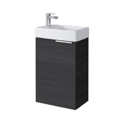 Impact Furniture Bathroom Vanity Unit Small Sink Cabinet 400mm Basin Cloakroom Wall Hung Black Grey Ash Avir - thumbnail 4