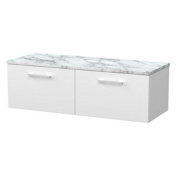 Balterley Pershall Contemporary Wall Hung 2 Drawer Vanity Unit With Laminate Worktop, 1200mm, Matt White - thumbnail 1