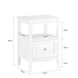 Sobuy Fbt131-W, Bedside Table Night Stand Side Table End Table Coffee Table Lamp Table With Drawer,white,w45Xd35Xh60 - thumbnail 3