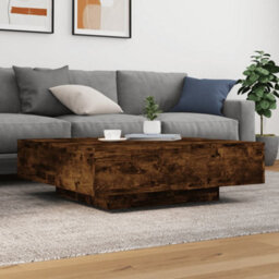 Vidaxl Coffee Table With Led Lights Smoked Oak 100X100X31 Cm - thumbnail 4