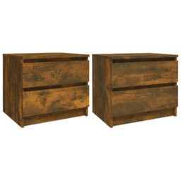 Berkfield Bed Cabinets 2 Pcs Smoked Oak 50X39X43.5 Cm Engineered Wood - thumbnail 2