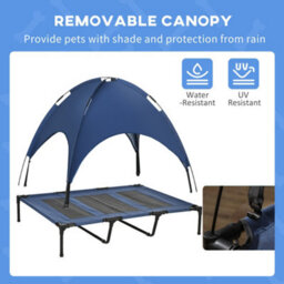 Pawhut 122Cm Elevated Dog Bed Cooling Raised Pet Cot Uv Protection Canopy Blue - thumbnail 6