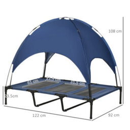 Pawhut 122Cm Elevated Dog Bed Cooling Raised Pet Cot Uv Protection Canopy Blue - thumbnail 3