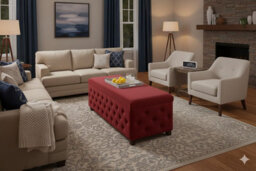 100Cm Empire Ottoman Storage Box - Claret Red Plush Velvet Chesterfield Upholstered Coffee Table - thumbnail 4