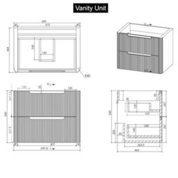 Royal Bathrooms Avenza 700mm Matt Obsidian Black Wall Hung Bathroom Countertop Vanity Unit 2 Drawer With Cube Basin - thumbnail 8