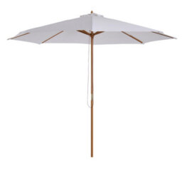 Outsunny 3(M) Wooden Garden Parasol Sun Shade Outdoor Umbrella Canopy White - thumbnail 2