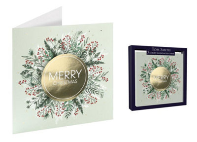Pack Of 5 Handcrafted Christmas Wreath Design Greeeting Cards - image 1