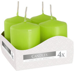 SolaDirect Pack Of 4 Green Pillar Candles Small (Width: 40 mm / Height: 60 mm Each) - thumbnail 1