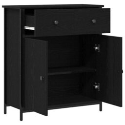 Berkfield Sideboard Black Oak 70X30X80 Cm Engineered Wood And Steel - thumbnail 5