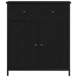 Berkfield Sideboard Black Oak 70X30X80 Cm Engineered Wood And Steel - thumbnail 6
