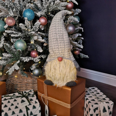 Samuel Alexander 50Cm Battery Operated Christmas Sitting Gonk Decoration In Light Grey - image 1