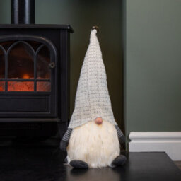 Samuel Alexander 50Cm Battery Operated Christmas Sitting Gonk Decoration In Light Grey - thumbnail 2