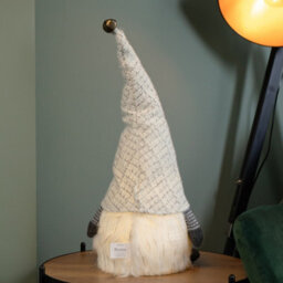 Samuel Alexander 50Cm Battery Operated Christmas Sitting Gonk Decoration In Light Grey - thumbnail 3