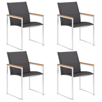 Berkfield Garden Chairs 4 Pcs Textilene And Stainless Steel Grey - image 1