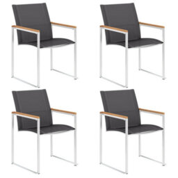 Berkfield Garden Chairs 4 Pcs Textilene And Stainless Steel Grey - thumbnail 1