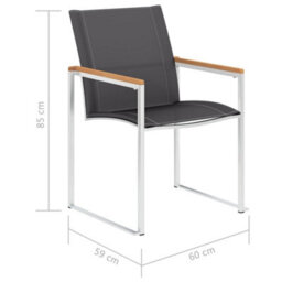 Berkfield Garden Chairs 4 Pcs Textilene And Stainless Steel Grey - thumbnail 8