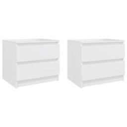 Berkfield Bed Cabinets 2 Pcs White 50X39X43.5 Cm Engineered Wood - thumbnail 1