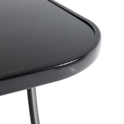 Breeins 105Cm W Square Wrought Iron Style Garden Table With Tempered Glass Top And Parasol Hole, Black - thumbnail 5