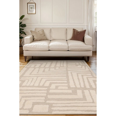Melrose Ava Abstract Illusion Design Cream Beige Large Indoor Area Rug 160/230Cm - image 1